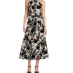 Alex Marie Black and White Sleeveless Halter Sundress